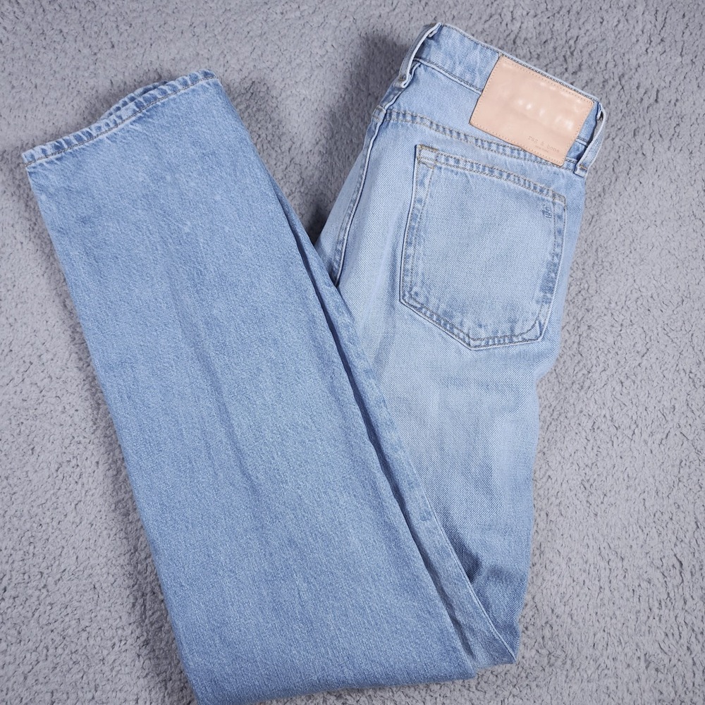 Rag & Bone Alex High Rise Straight Tulip Wash Button Fly Rigid Denim Jeans 27